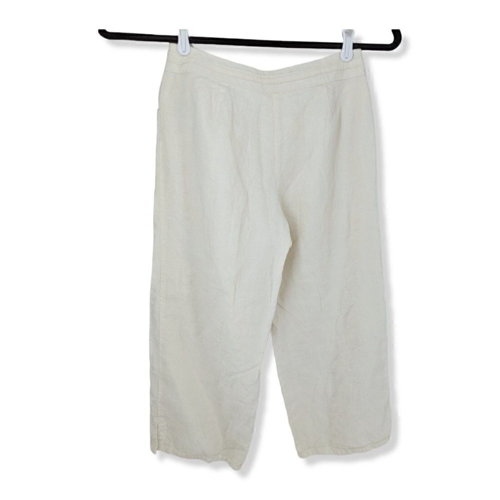 J Jill Linen Pants Drawstring Women's 6 Petite 6P Cropped Lined MEAS 27 X 21.5 - Picture 2 of 9